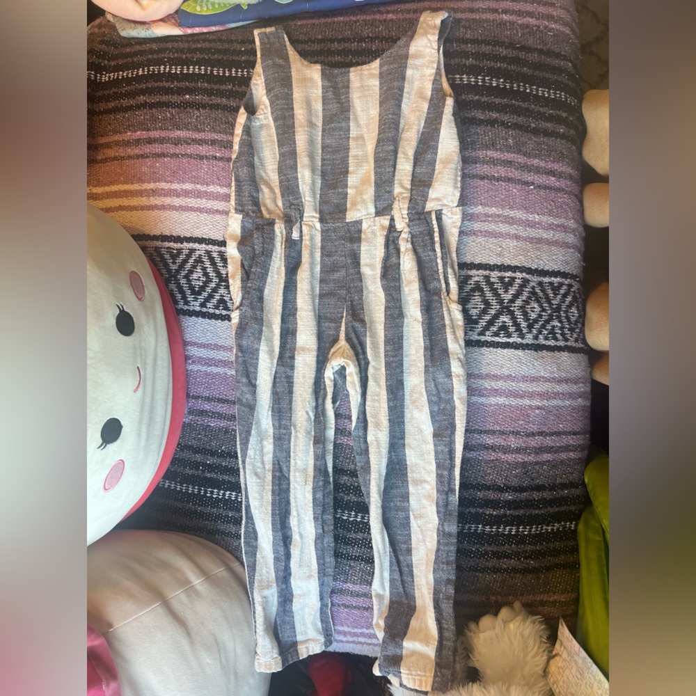 Black Crane Kids Linen Jumpsuit 2t